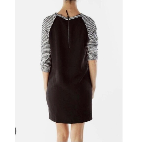 NWT LOFT black and gray raglan striped sleeves shift dress - Picture 2 of 8